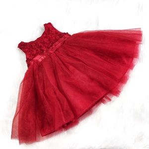 Red Tulle Rosette Dress for Baby 3-6 Months🌹